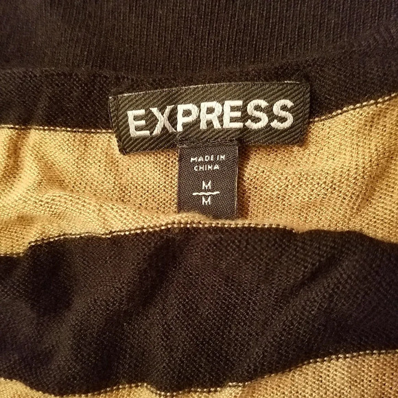 °Express Stretch Dress / Striped Cowl Neck / Black & Tan / Medium - Picture 5 of 5